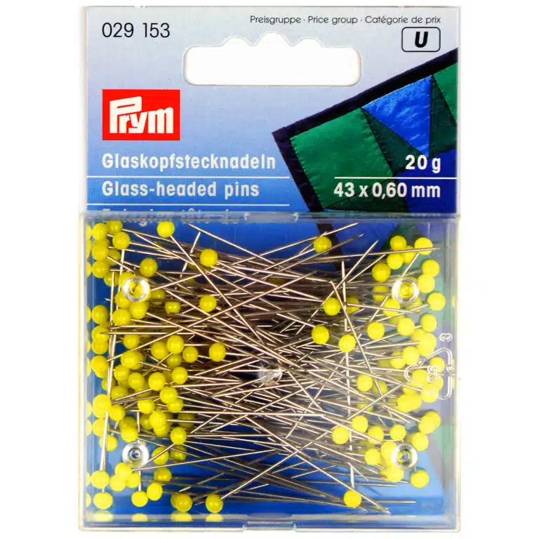Prym gele glaskopspelden 43x0,60mm zilver 20gram