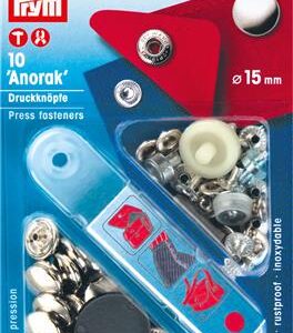 Prym Naaivrijdrukknoop anorak 15mm zilver - 10stuks