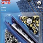 Prym Siernieten messing 9mm zilver-zwart - 24stuks