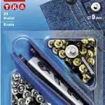Prym Siernieten messing 9mm zilver-zwart - 24stuks