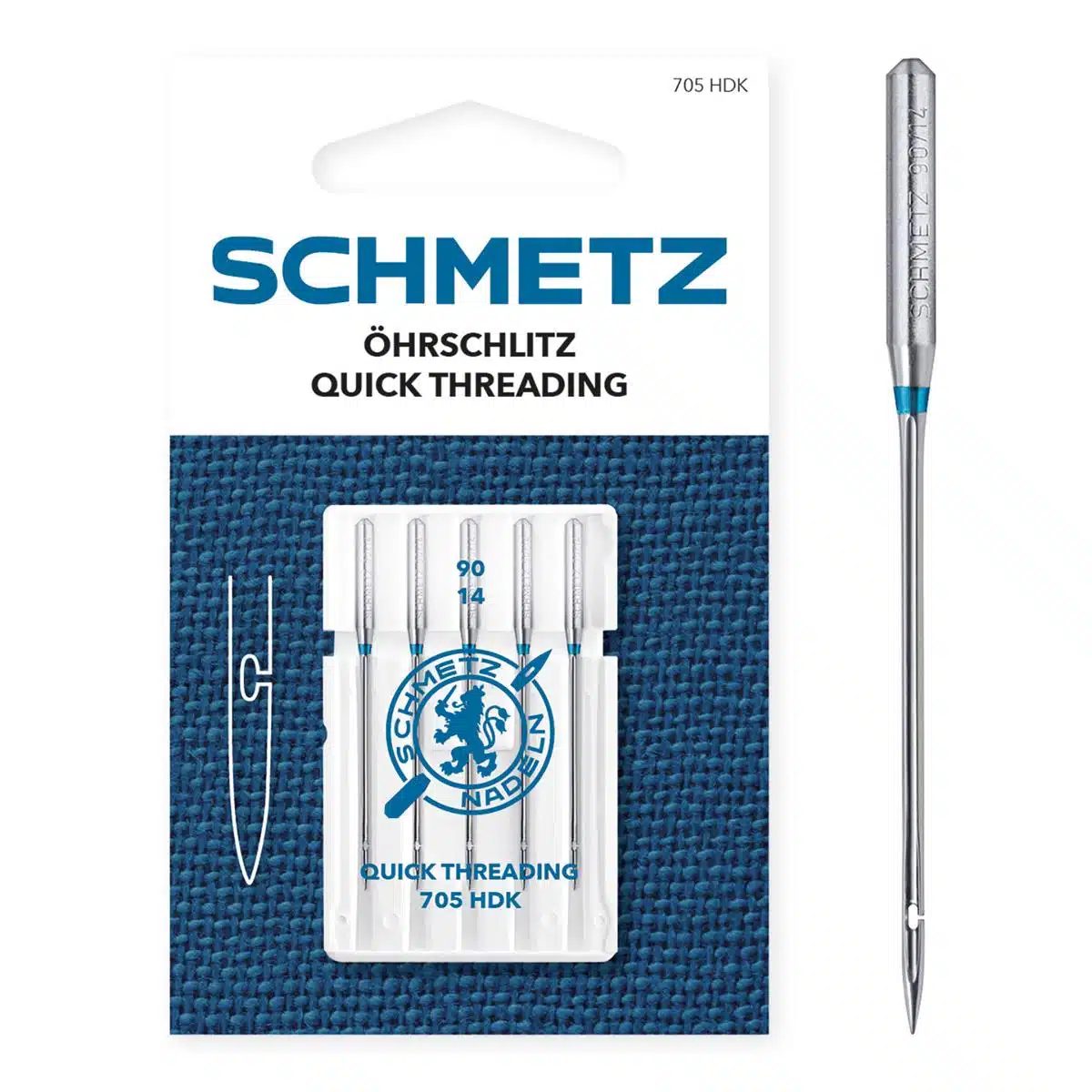 SCHMETZ Quick Threading Needle naald met zijdelingse opening voor eenvoudig inrijgen