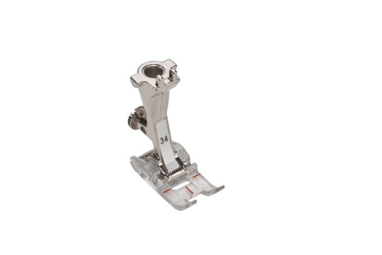 BERNINA terugtransportvoet met transparante zool #34 artikel 0309727100 voor nauwkeurig naaien en siersteken.