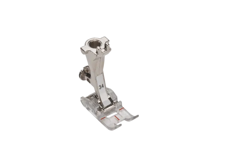 BERNINA terugtransportvoet met transparante zool #34 artikel 0309727100 voor nauwkeurig naaien en siersteken.