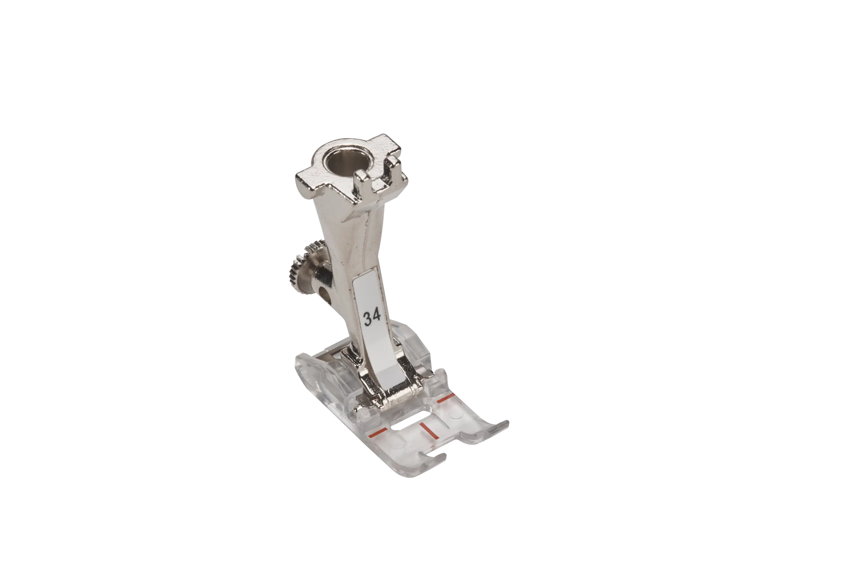 BERNINA terugtransportvoet met transparante zool #34 artikel 0309727100 voor nauwkeurig naaien en siersteken.
